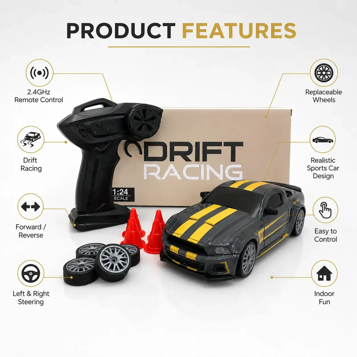 1:24 RC Ford Mustang Drift Racing Car