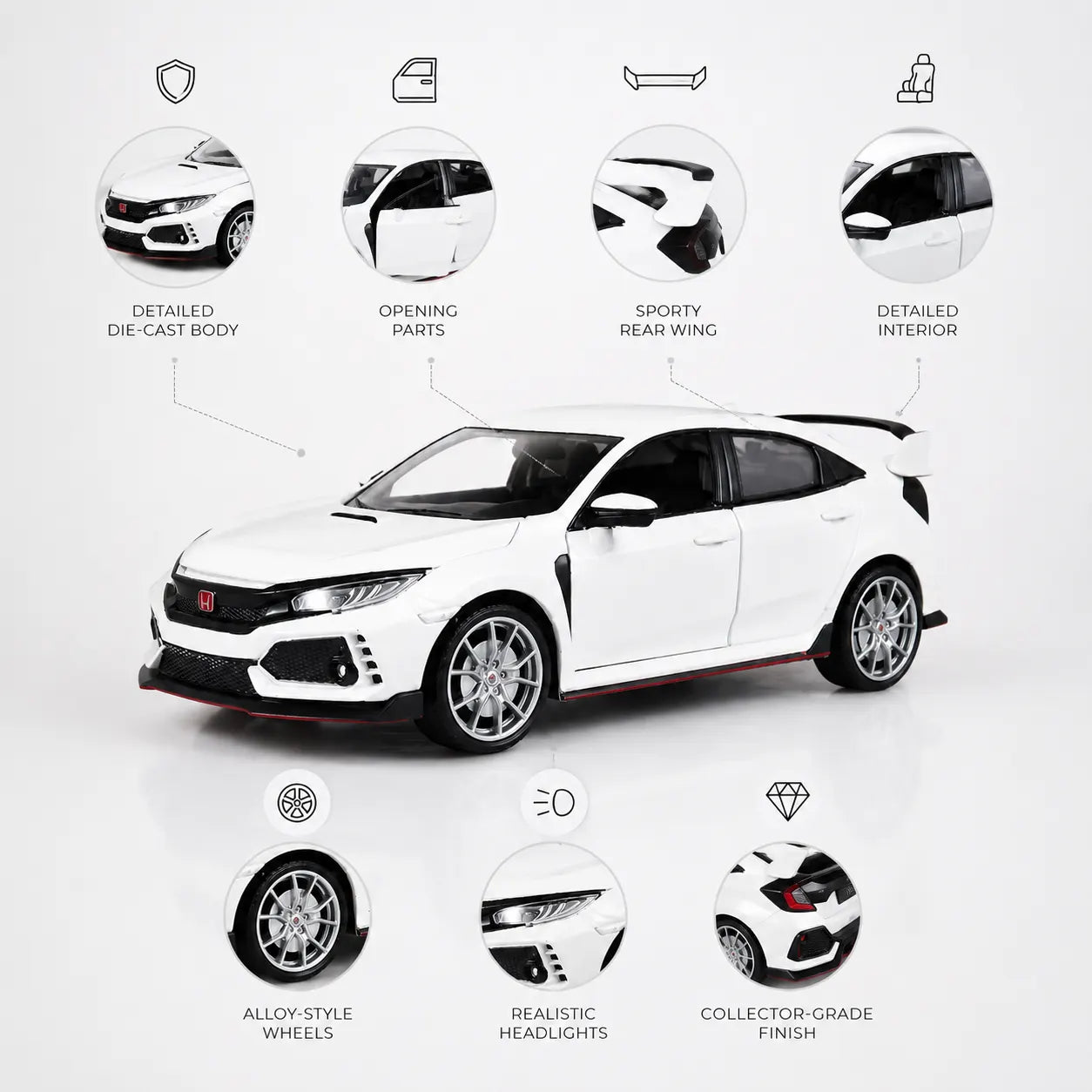 Honda Civic FK8 Die-Cast Metal Model Car