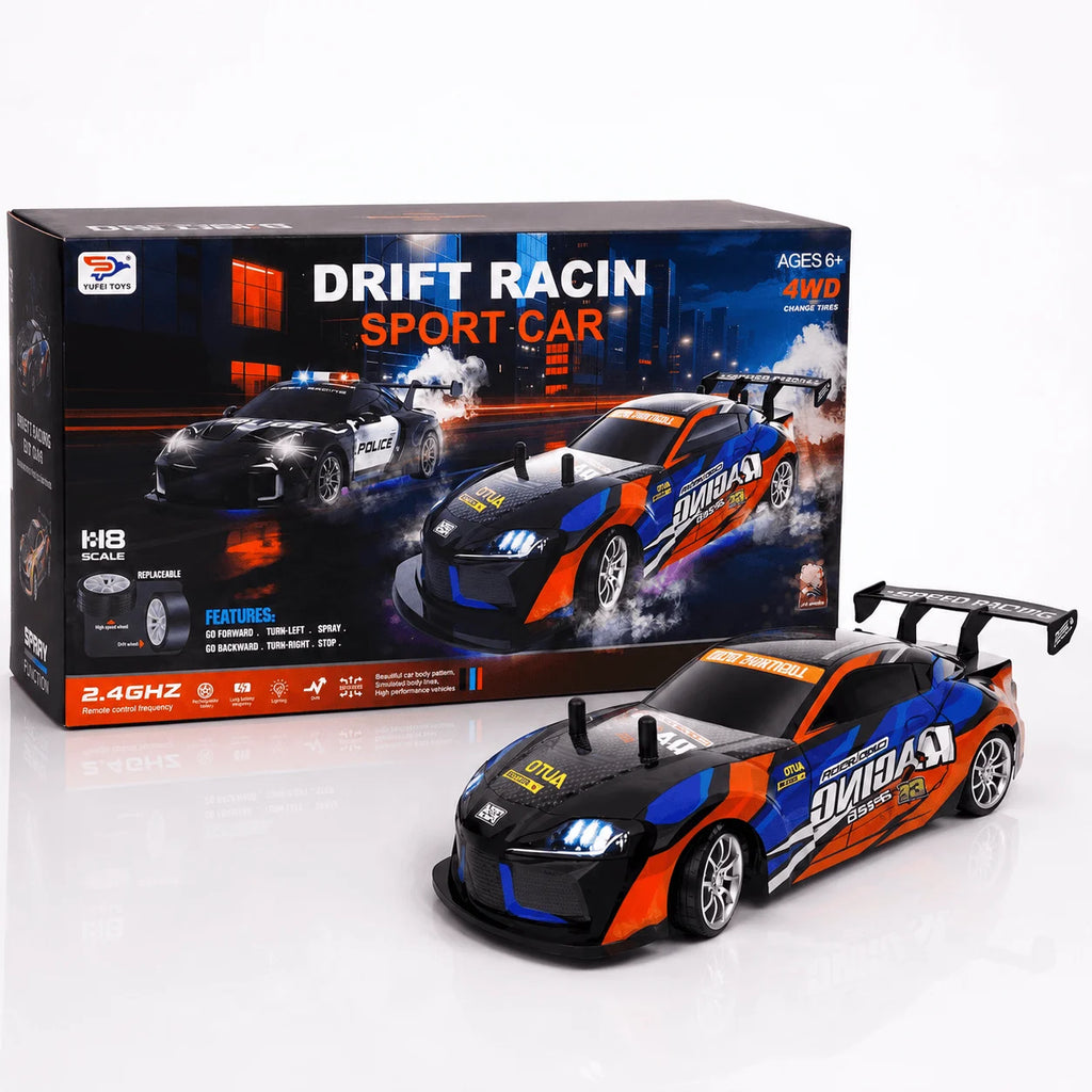 1:18 RC Drift Racing Sports Car with LED Lights & Smoke Effect