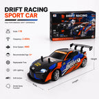 1:18 RC Drift Racing Sports Car with LED Lights & Smoke Effect