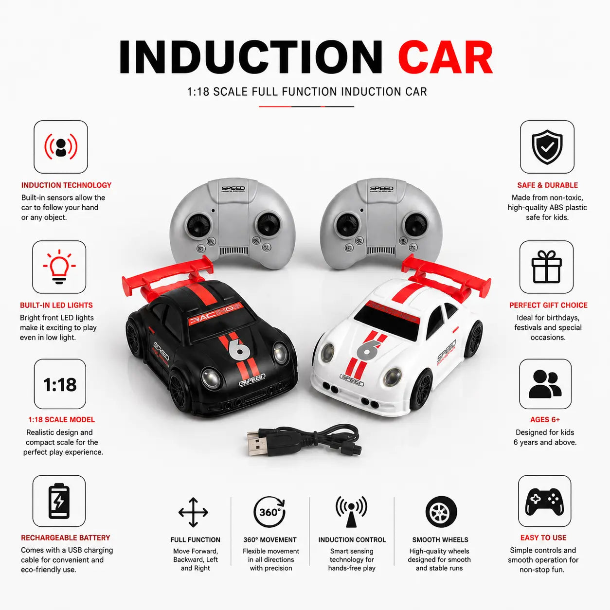 1:18 Induction RC Rechargeable Car