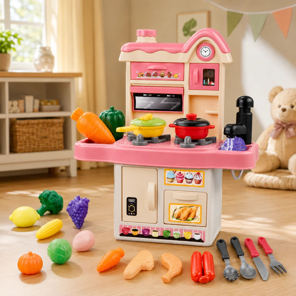 45-Piece Kitchen Set with Water Sink & Cooking Accessories