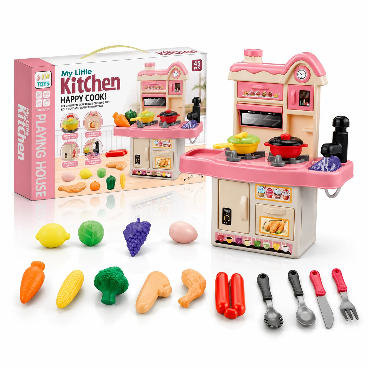 45-Piece Kitchen Set with Water Sink & Cooking Accessories