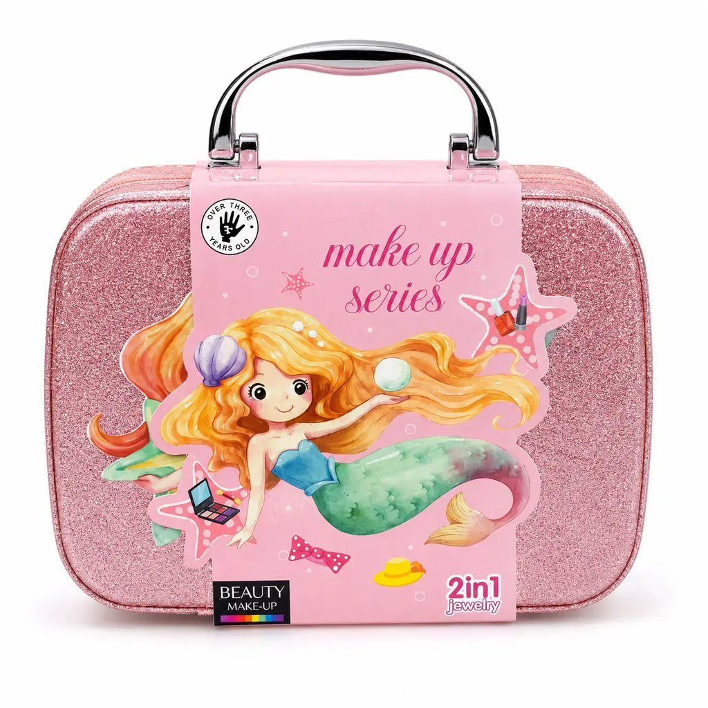 Girls Pretend Makeup Kit & Jewelry Carry Case