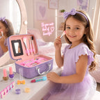 Girls Pretend Makeup Kit & Jewelry Carry Case