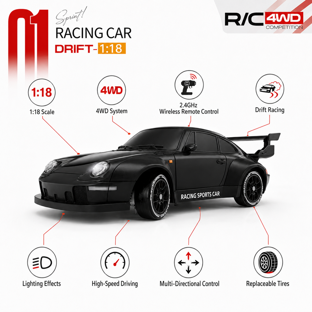 1:18 RC Mini Porsche 911 Sports Car