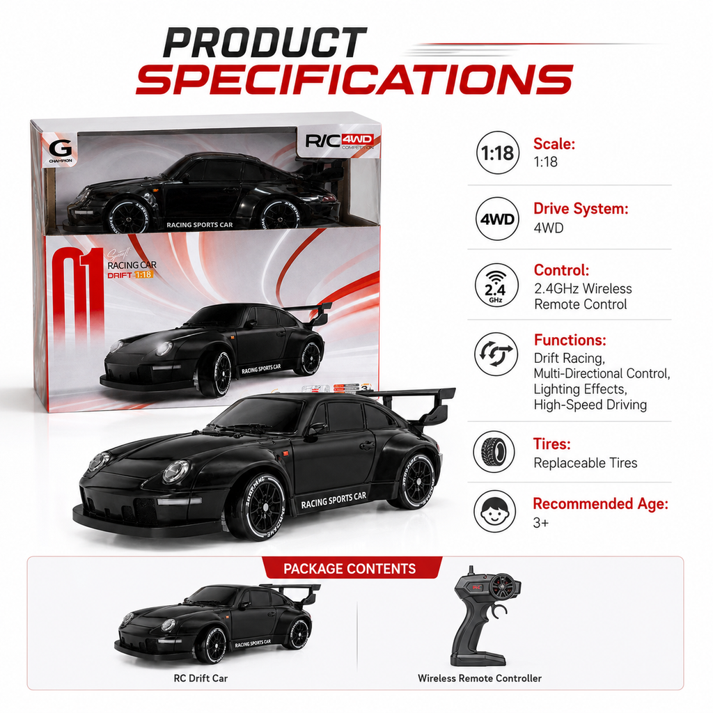 1:18 RC Mini Porsche 911 Sports Car