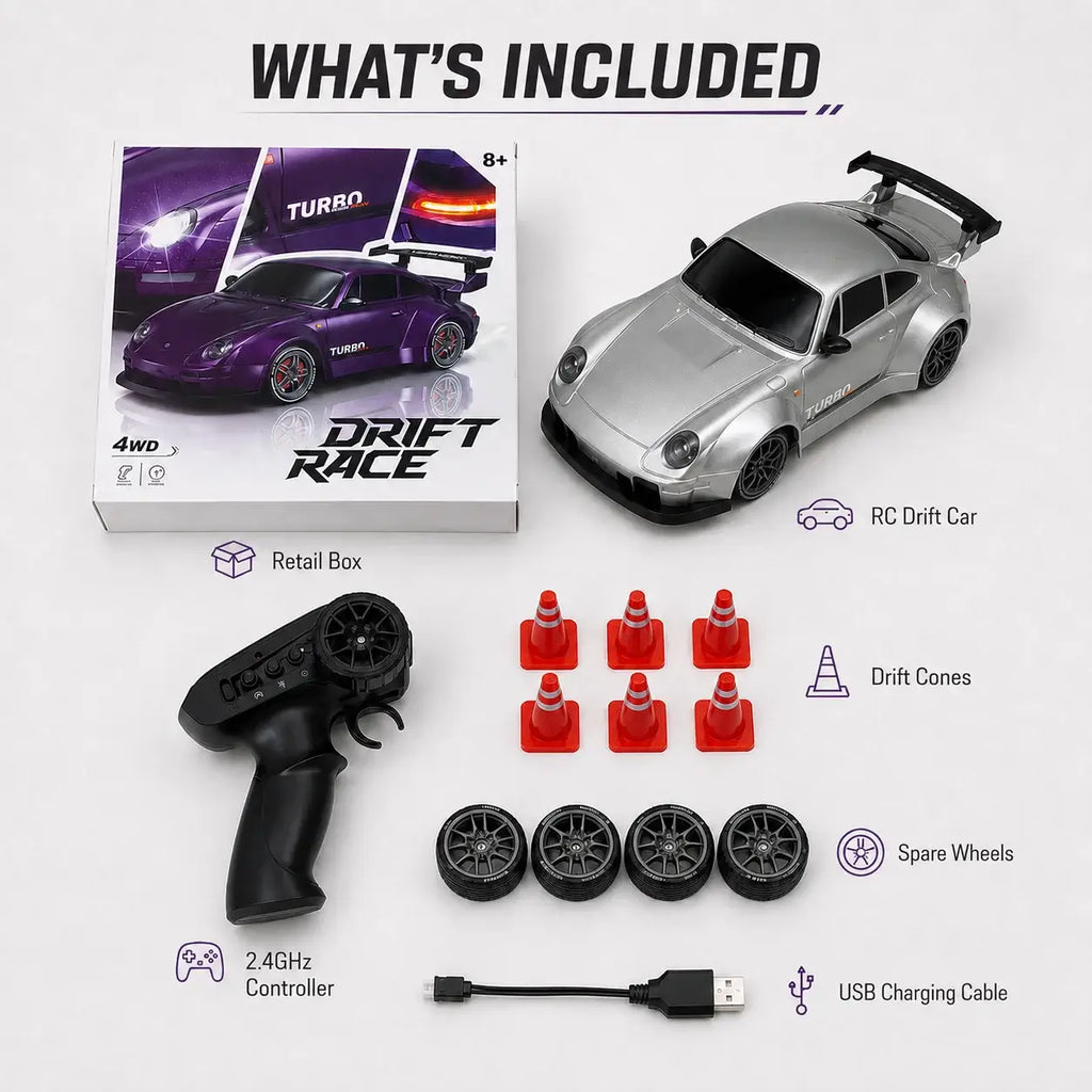1:24 RC Porsche 911 Turbo Drift Racing Car