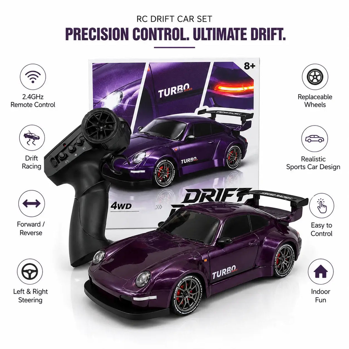 1:24 RC Porsche 911 Turbo Drift Racing Car